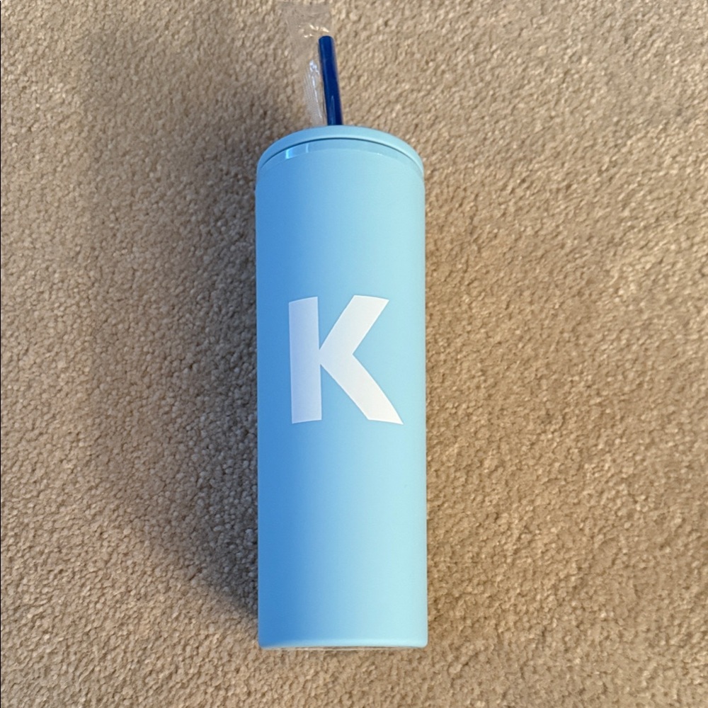 Light Blue Tumbler with Straw